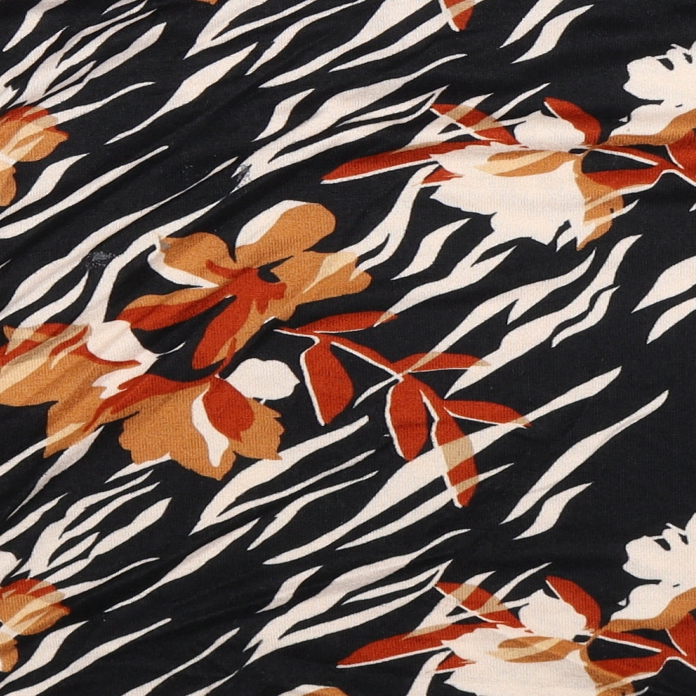 F&F Womens Black Floral Basic T-Shirt Size 12