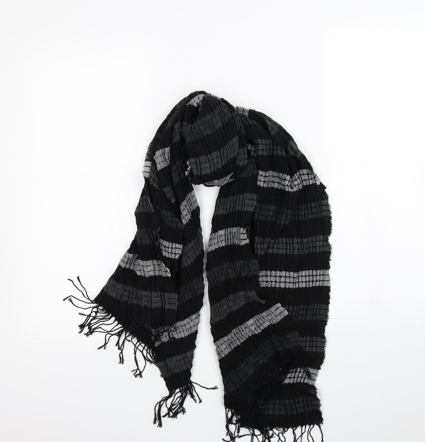 Preworn Womens Black Striped Scarf