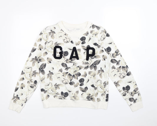 Gap Womens White Floral Pullover Jumper Size M