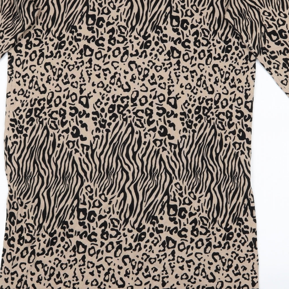 Debenhams Womens Brown Animal Print Shirt Dress Size 14
