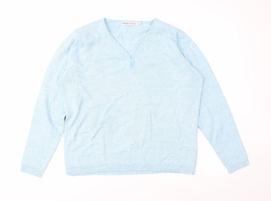 EWM Womens Blue Knit Pullover Jumper Size L