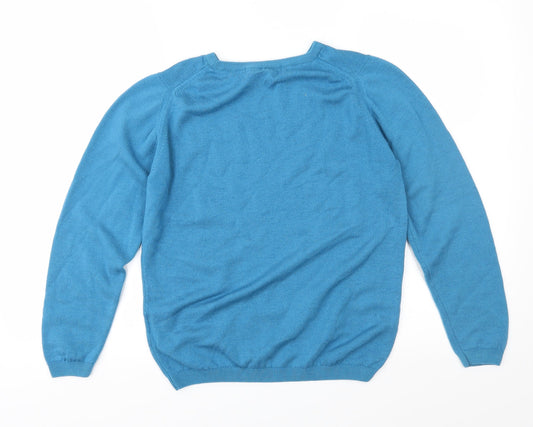 EWM Womens Blue Knit Pullover Jumper Size S
