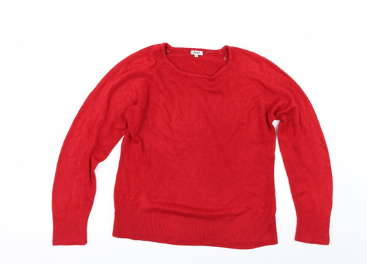 TEXT Womens Red Pullover Jumper Size M