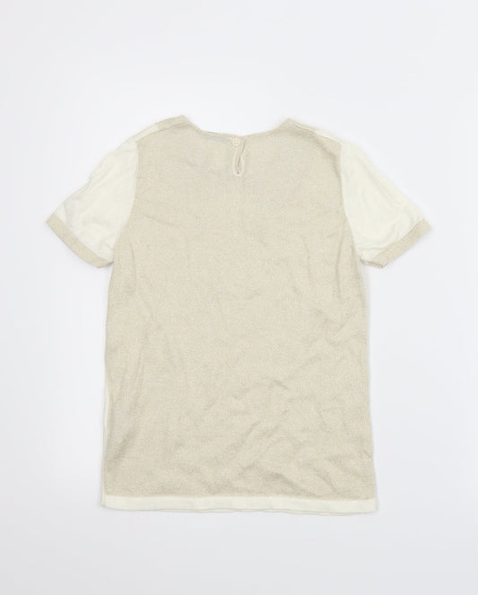 United Colors of Benetton Womens Beige Basic Blouse Size 2XS