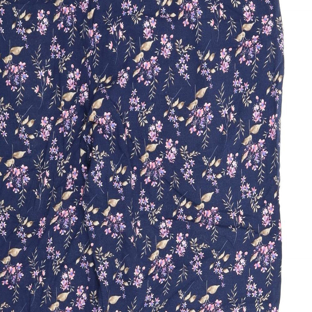 Amber Womens Blue Floral Capri Lounge Pants Size L