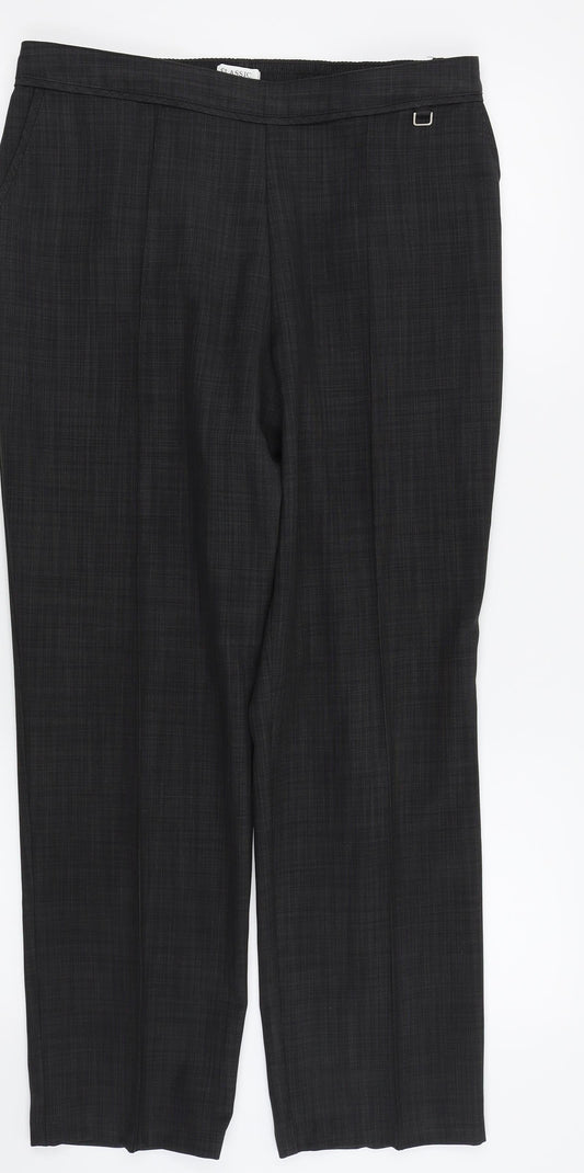 Womens UK Size 12 M&s Regular Fit Black Trousers