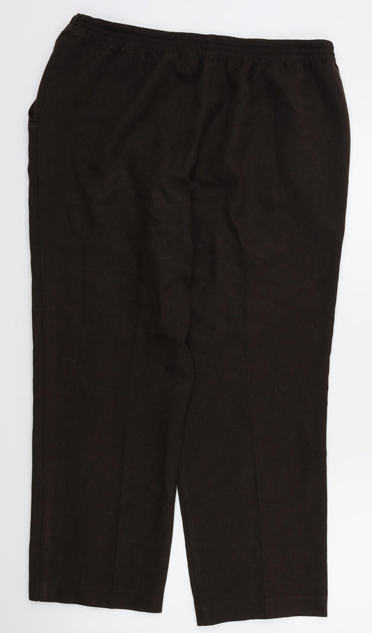 M&S Womens Brown Houndstooth Trousers Size 14 L25 in - Stretch waistband