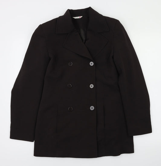 George Womens Brown Houndstooth Jacket Coat Size 10