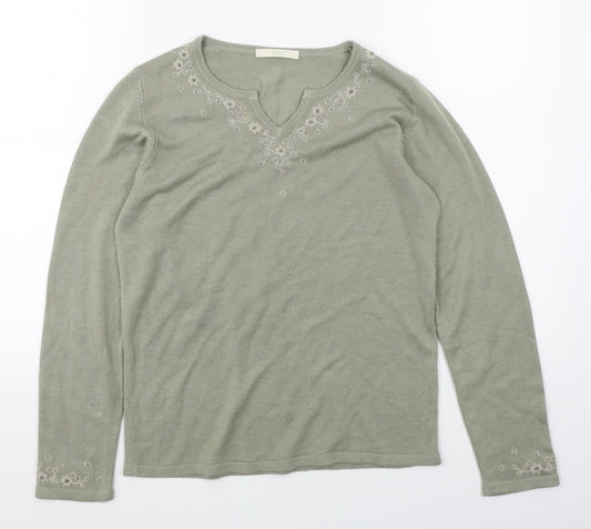 Marks & Spencer Womens Green Knit Pullover Jumper Size 10