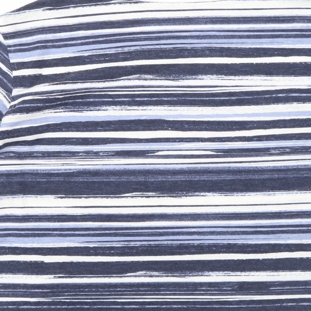 M&S Womens Blue Striped Pullover Jumper Size 10 - Frill detail