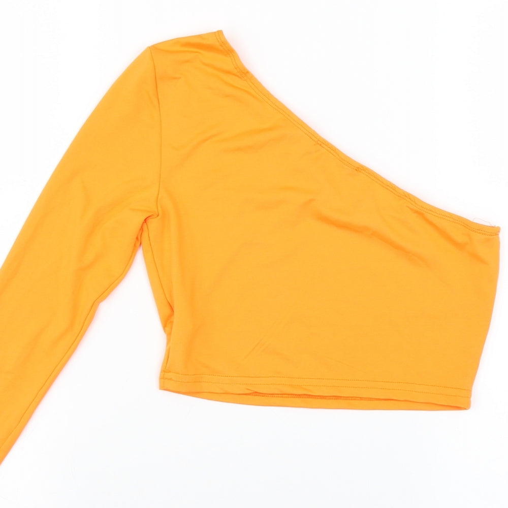 SheIn Womens Orange Basic Blouse Size S - cropped