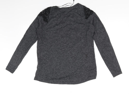 Womens UK Size 8 Zara Grey Basic T-Shirt