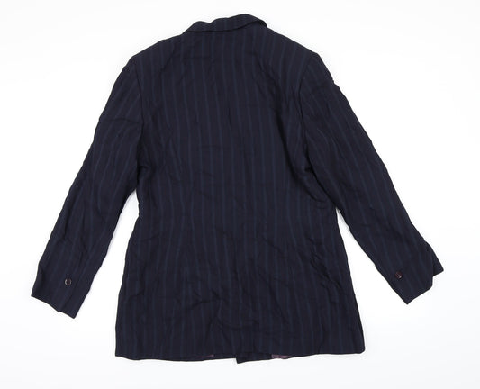 Coast Womens Blue Striped Rayon Jacket Blazer Size 14