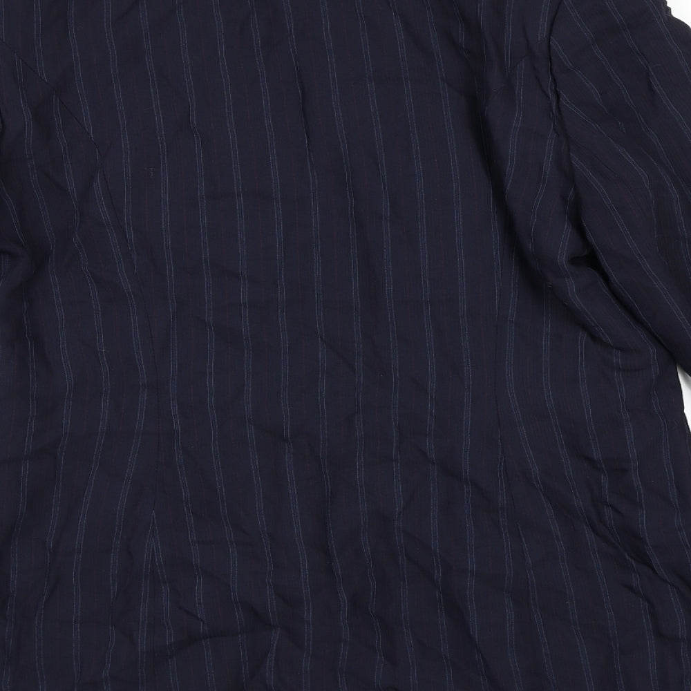 Coast Womens Blue Striped Rayon Jacket Blazer Size 14