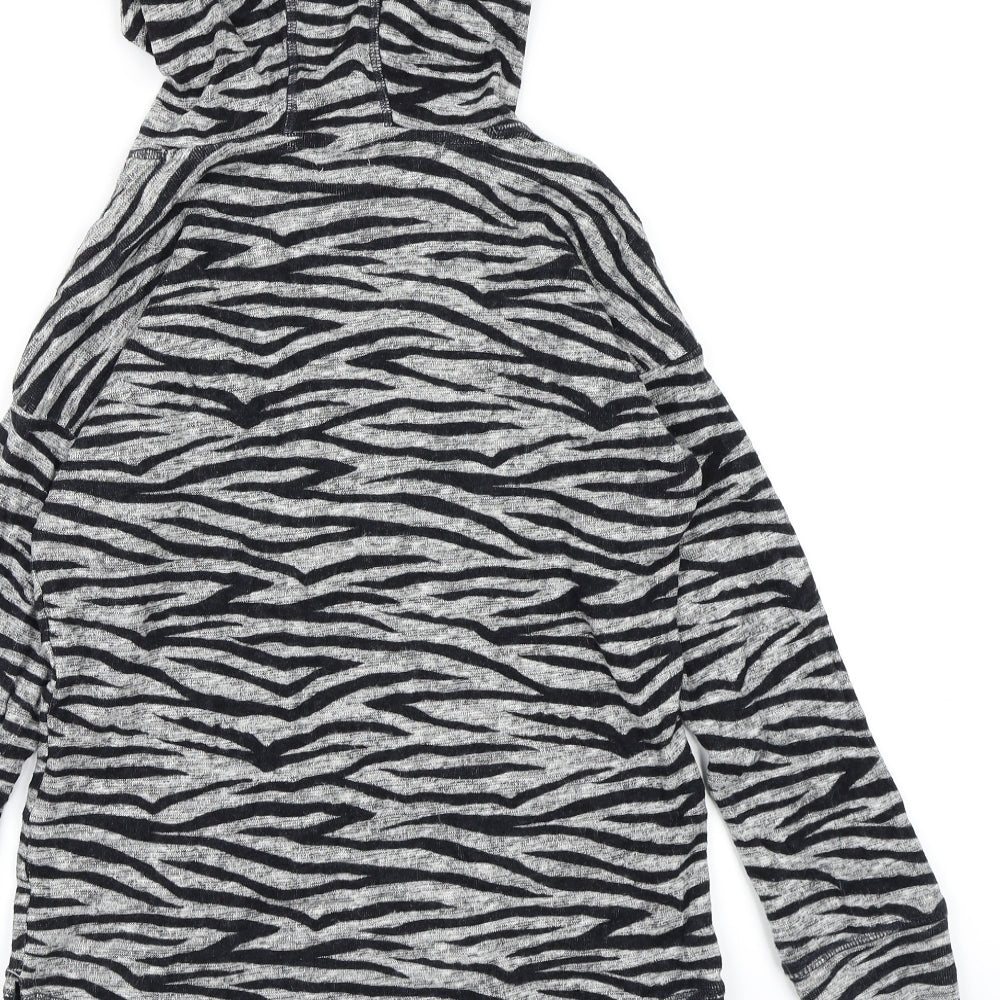 NEXT Girls Grey Animal Print Pullover Hoodie Size 10 Years