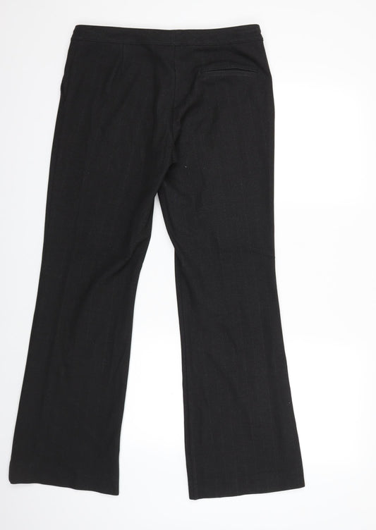 AMARANTO Womens Black Striped Trousers Size 12 L30 in
