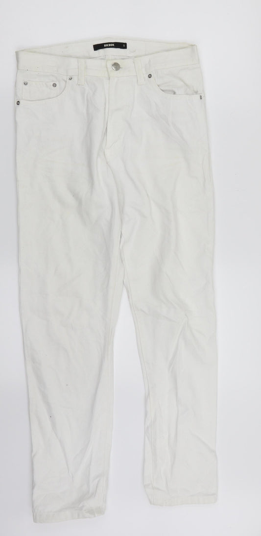 Womens UK Size S Bik Bok Regular Fit Straight White Jeans