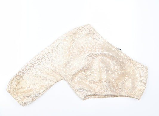 pretty little Thing Womens Gold Animal Print Basic T-Shirt Size 8