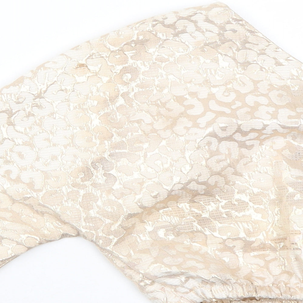 pretty little Thing Womens Gold Animal Print Basic T-Shirt Size 8