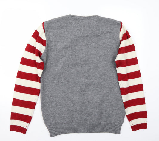 Easy Mens Grey Pullover Jumper Size M