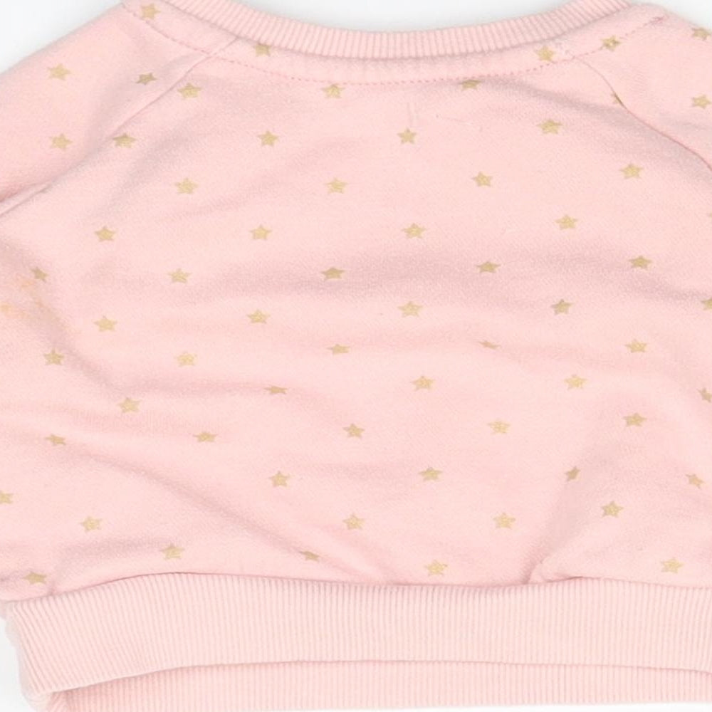 Primark Girls Pink Polka Dot Pullover Jumper Size 3-6 Months - stars