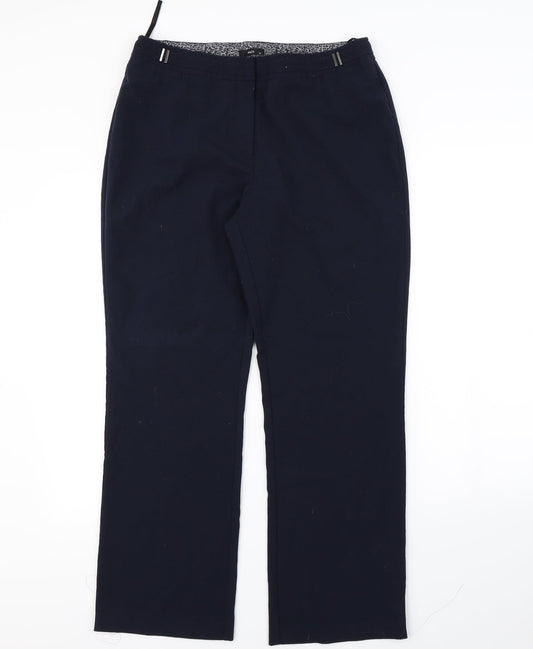 Womens UK Size 14 M&Co Regular Fit Dress Pants Blue Trousers