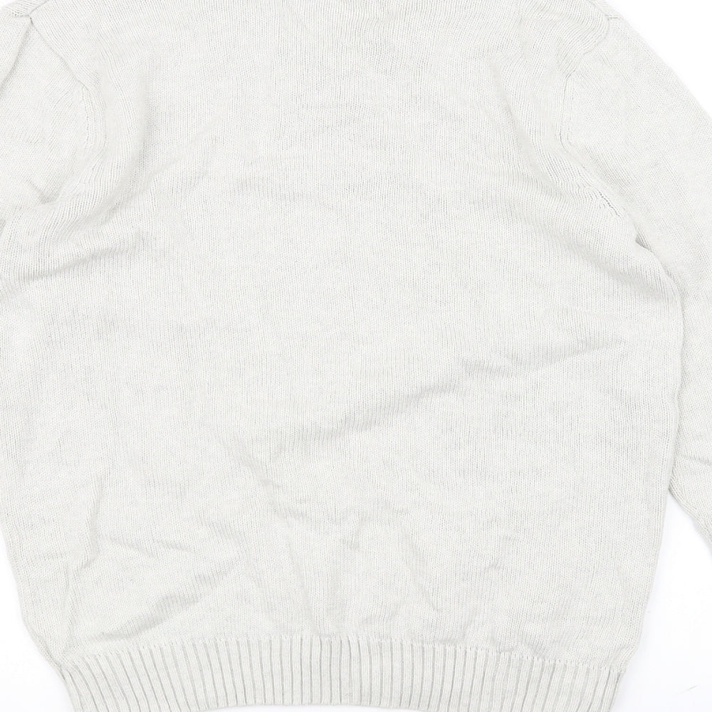 Easy Mens White Knit Pullover Jumper Size S