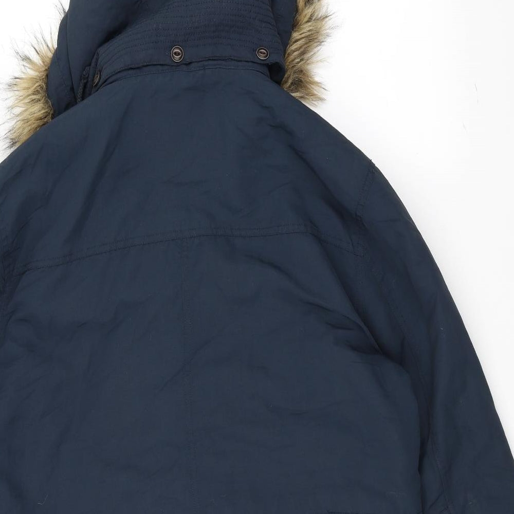 George Womens Blue Parka Coat Size M