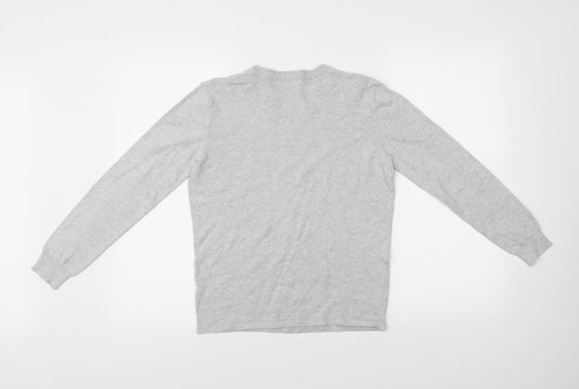 Womens UK Size S BASSINI Grey Basic T-Shirt