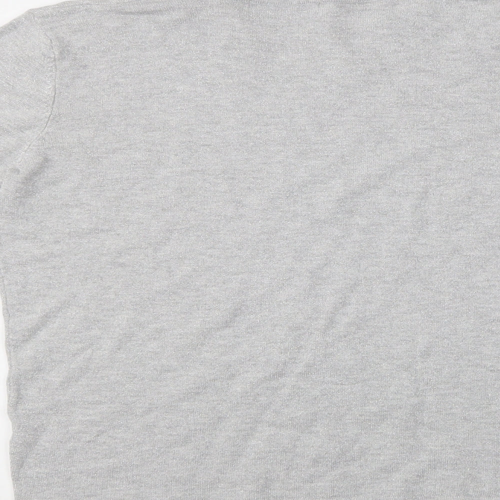 Womens UK Size S BASSINI Grey Basic T-Shirt