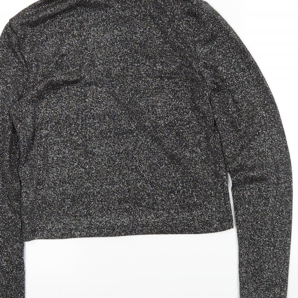 Womens UK Size M H&M Grey Cropped T-Shirt