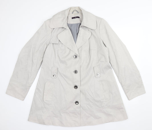 Womens UK Size 16 Evans Grey Overcoat