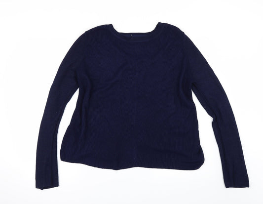 Topshop Womens Blue Pullover Jumper Size 10 - BACK SPLIT