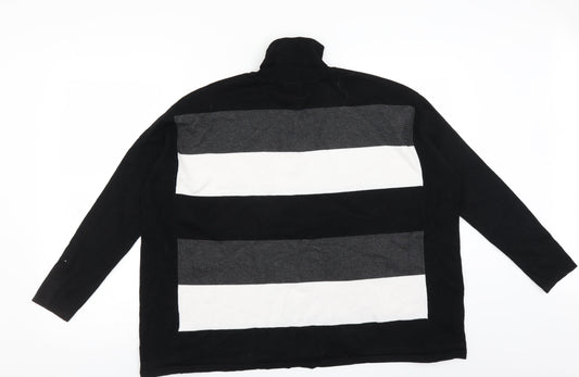 Marble Womens Black Striped Pullover Jumper Size S