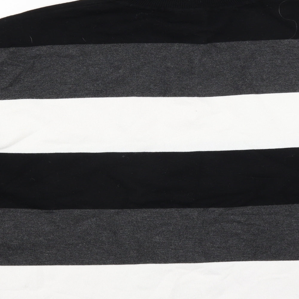 Marble Womens Black Striped Pullover Jumper Size S