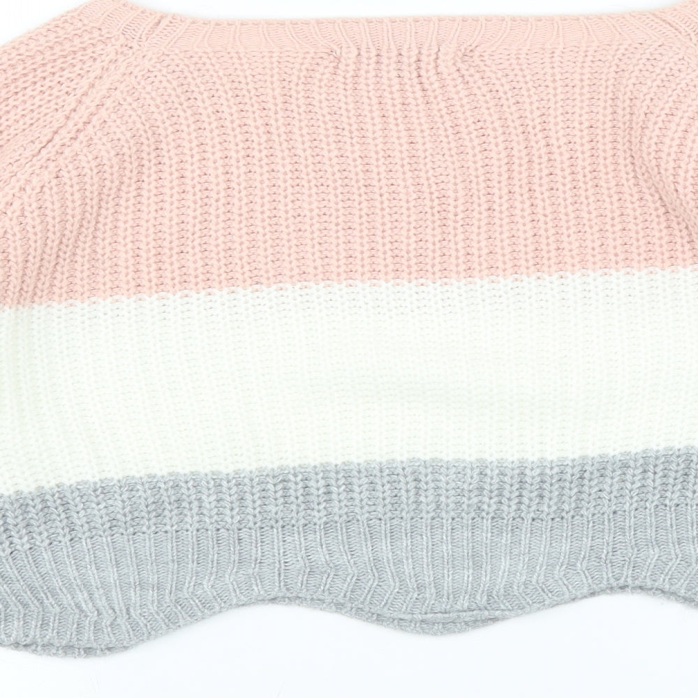 CAMEO ROSE Womens Pink Pullover Jumper Size S - Scallop Hem