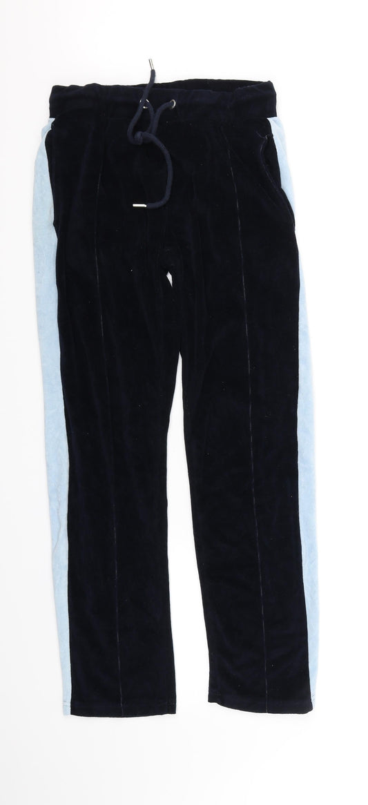 Boohoo Womens Blue Houndstooth Trousers Size M L28 in
