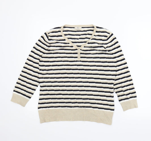 Country Casuals Womens Beige Striped Pullover Jumper Size M