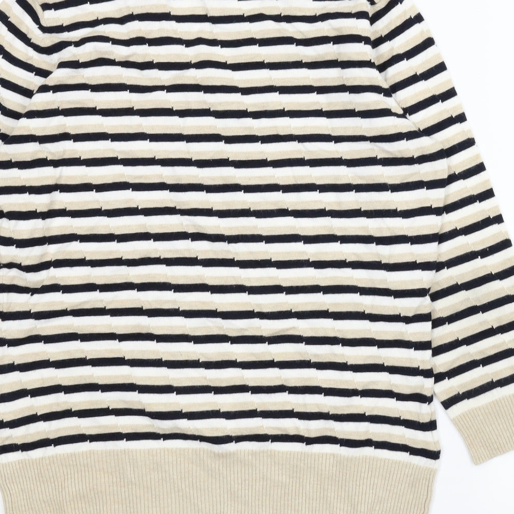 CC Womens Beige Striped Pullover Jumper Size M