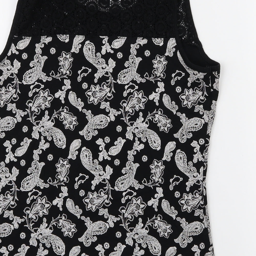 Tu Womens Black Geometric Basic Blouse Size 12