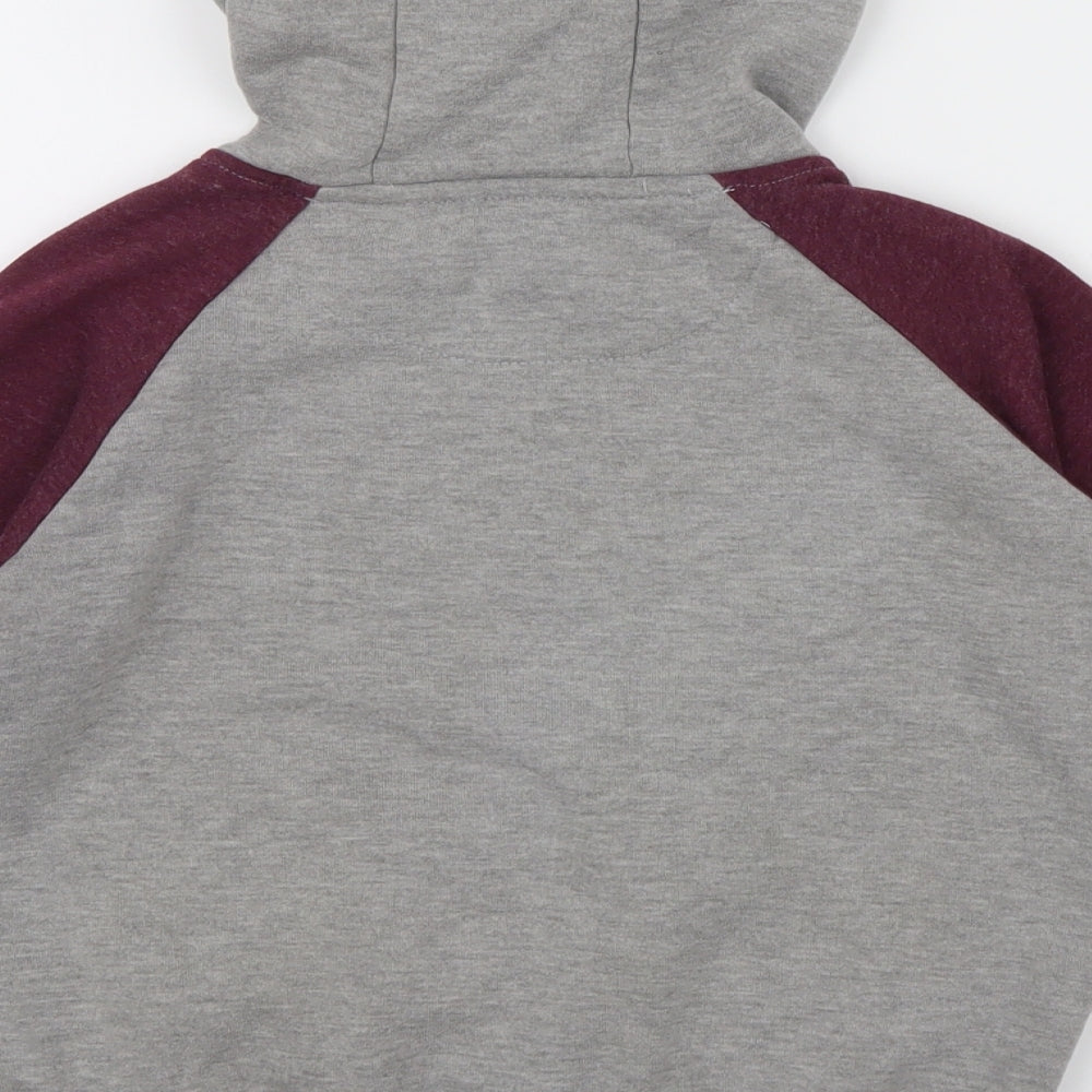 Rebel Boys Grey Colourblock Henley Hoodie Size 10 Years - Embroidered logo on front
