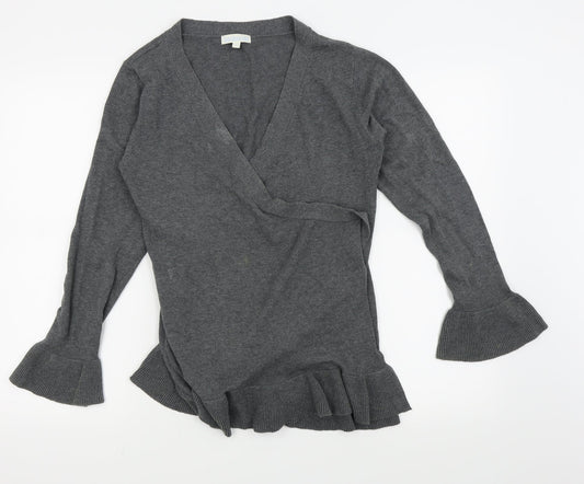 Womens UK Size S JoJo Maman Bébé Grey Wrap T-Shirt