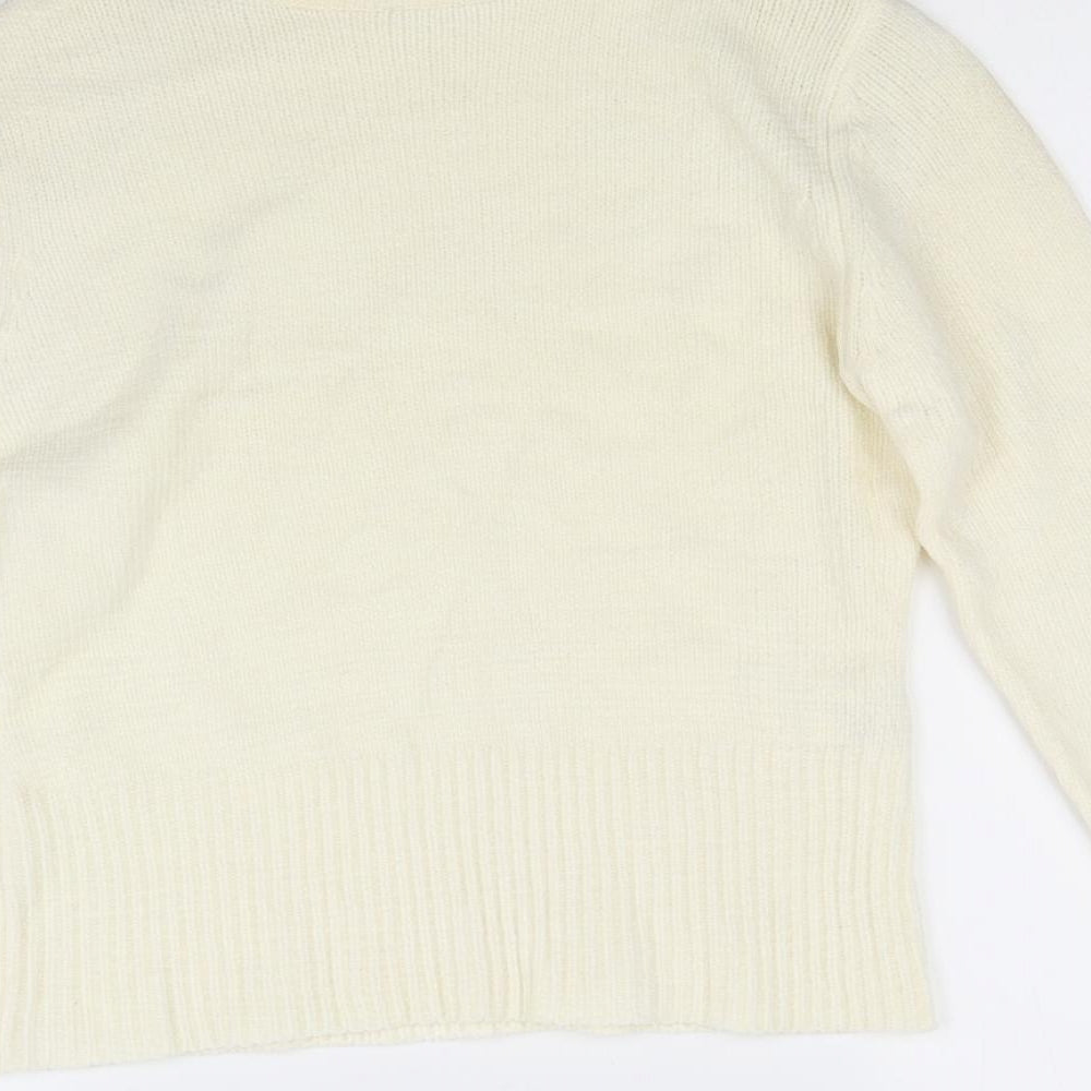stmosphere Womens White Knit Pullover Jumper Size 12