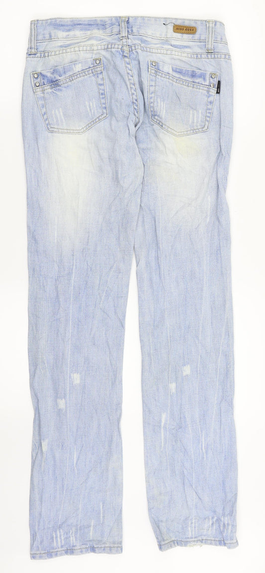 Miss Anna Womens Blue Denim Straight Jeans Size 36 in L32 in