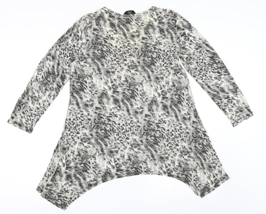 F&F Womens Grey Animal Print Basic T-Shirt Size 16