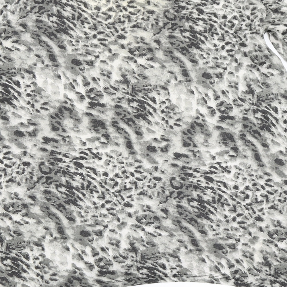 F&F Womens Grey Animal Print Basic T-Shirt Size 16