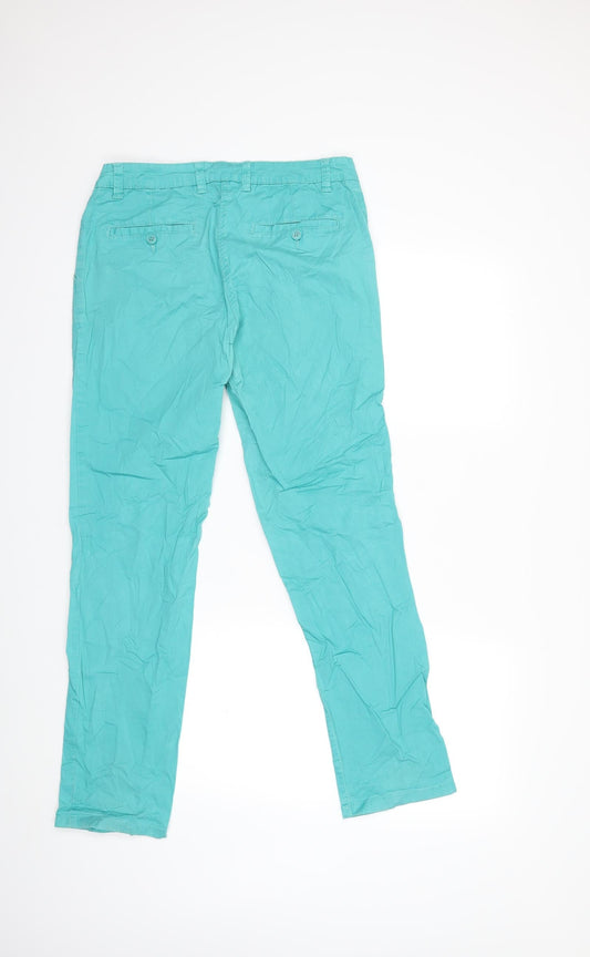 Womens UK Size 10 Up Fashion Regular Fit Chino Green Trousers