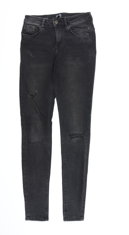 Womens UK Size 8 Bershka Regular Fit Skinny Black Jeans