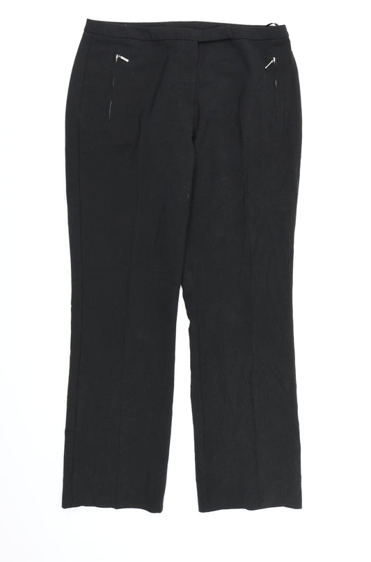 Womens UK Size 12 BHS Regular Fit Dress Pants Black Trousers