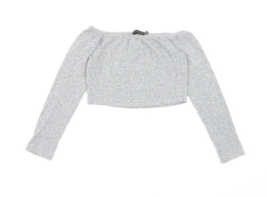PRETTYLITTLETHING Womens Grey Knit Pullover Jumper Size 12